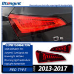 For 2008‑2018 Audi Q5 Tail Light Assembly Retrofit, Q7‑Style Dynamic Sequential LED Turn Signal Rear Lamp
