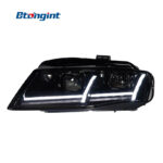 For 2009‑2012 Audi A4 Headlight Assembly Retrofit, Airplane‑Style Dynamic Sequential Turn Signal, LED Bi‑Xenon Projector Headlamp
