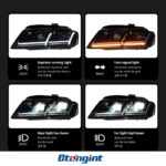 For 2009‑2012 Audi A4 Headlight Assembly Retrofit, Airplane‑Style Dynamic Sequential Turn Signal, LED Bi‑Xenon Projector Headlamp