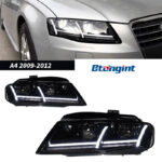 For 2009‑2012 Audi A4 Headlight Assembly Retrofit, Airplane‑Style Dynamic Sequential Turn Signal, LED Bi‑Xenon Projector Headlamp