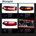 For 2009‑2012 Audi A6L Tail Light Assembly Retrofit, LED Running Light & Sequential Turn Signal Rear Lamp