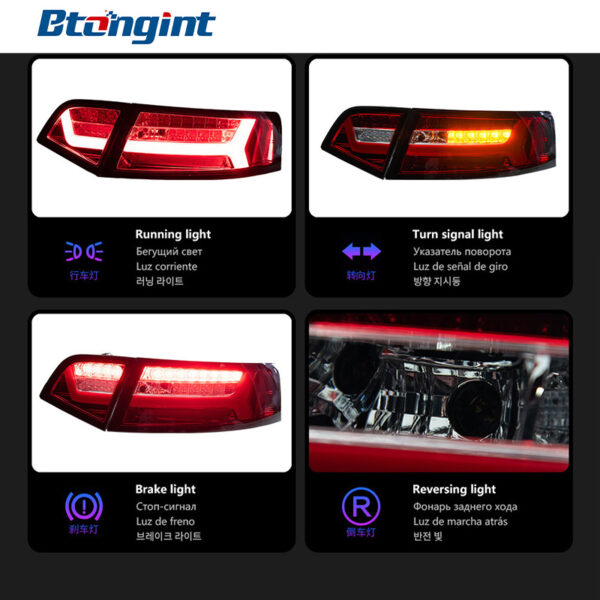 For 2009‑2012 Audi A6L Tail Light Assembly Retrofit, LED Running Light & Sequential Turn Signal Rear Lamp