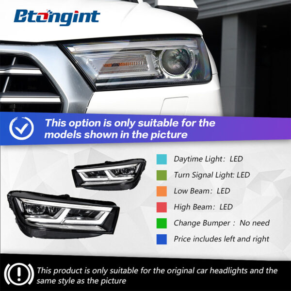 For 2009‑2018 Audi Q5 Headlight Assembly Retrofit, New Q5L‑Style Matrix LED Headlamp with Daytime Running Light