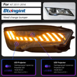 For 2011‑2018 Audi A7 Headlight Assembly Retrofit, RS‑Style LED Projector Headlamp with DRL & Sequential Turn Signal