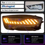 For 2011‑2018 Audi A7 Headlight Assembly Retrofit, RS‑Style LED Projector Headlamp with DRL & Sequential Turn Signal