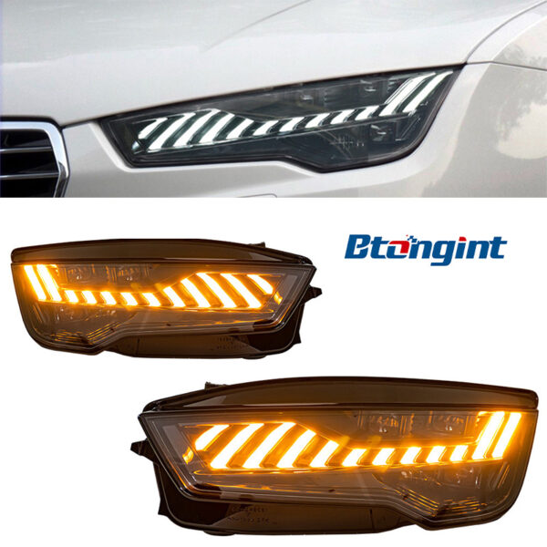 For 2011‑2018 Audi A7 Headlight Assembly Retrofit, RS‑Style LED Projector Headlamp with DRL & Sequential Turn Signal