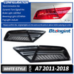 For 2011‑2018 Audi A7 Tail Light Assembly Retrofit Upgrade, LED Sequential Turn Signal Rear Lamp with Reverse Light