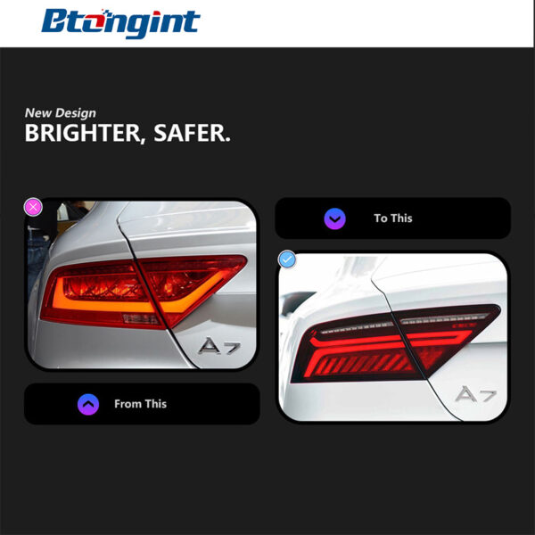 For 2011‑2018 Audi A7 Tail Light Assembly Retrofit Upgrade, LED Sequential Turn Signal Rear Lamp with Reverse Light