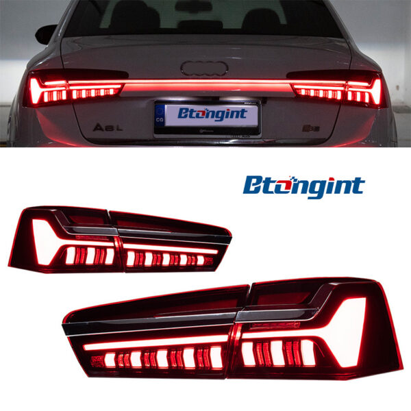 For 2012‑2015 Audi A6 C7 Tail Light Assembly Retrofit, LED Sequential Turn Signal & Brake Light Through‑Type Rear Lamp