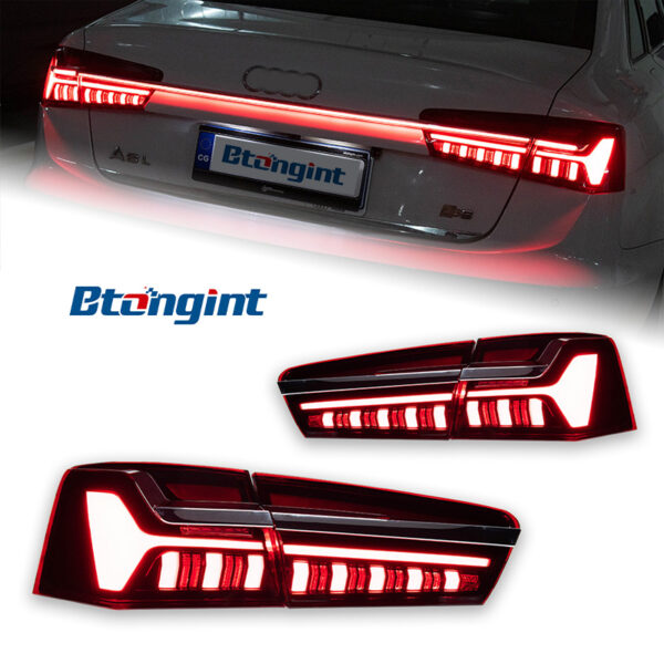 For 2012‑2015 Audi A6 C7 Tail Light Assembly Retrofit, LED Sequential Turn Signal & Brake Light Through‑Type Rear Lamp