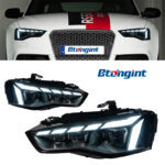 For 2012‑2016 Audi A5 Headlight Assembly Retrofit, RS5‑Style Dynamic DRL, LED Projector Lens & Sequential Turn Signal
