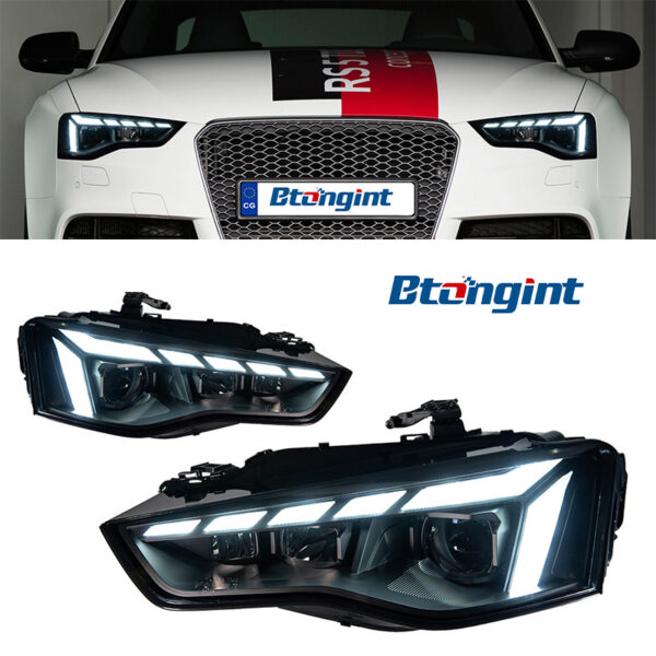 For 2012‑2016 Audi A5 Headlight Assembly Retrofit, RS5‑Style Dynamic DRL, LED Projector Lens & Sequential Turn Signal