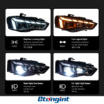 For 2012‑2016 Audi A5 Headlight Assembly Retrofit, RS5‑Style Dynamic DRL, LED Projector Lens & Sequential Turn Signal