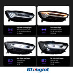 Headlight Assembly For Audi A6L C7 2012‑2018, Five‑Bar Style LED Bi‑Xenon Projector Headlamp With Sequential Flowing Turn Signal
