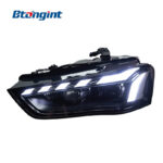 Headlight Assembly For Audi A4L B8 2013‑2016, Retrofit LED Sweeping One‑Blue DRL With Sequential Flowing Turn Signal
