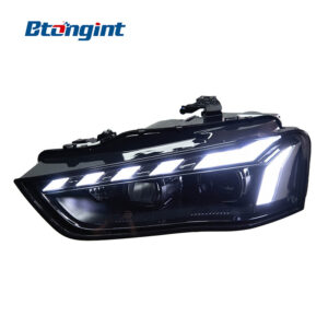 Headlight Assembly For Audi A4L B8 2013‑2016, Retrofit LED Sweeping One‑Blue DRL With Sequential Flowing Turn Signal