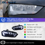 Headlight Assembly For Audi A4L B8 2013‑2016, Retrofit LED Sweeping One‑Blue DRL With Sequential Flowing Turn Signal