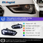 Headlight Assembly For Audi A4L B8 2013‑2016, Retrofit LED Sweeping One‑Blue DRL With Sequential Flowing Turn Signal