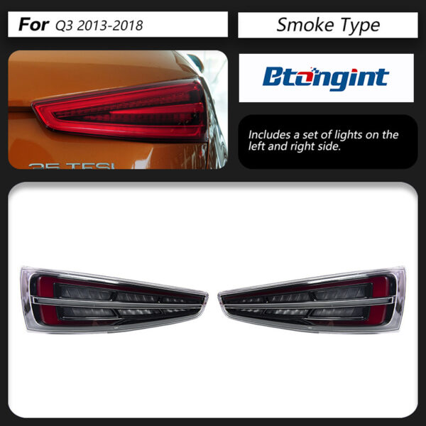 Taillight Assembly For Audi Q3 2013‑2018, Modified New‑Style LED Running Light, Brake Light With Sequential Flowing Turn Signal