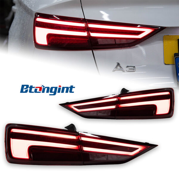 Taillight Assembly For Audi A3 2013‑2019, Base‑to‑High Spec Retrofit LED Rear Tail Light, Brake Light With Sequential Flowing Turn Signal