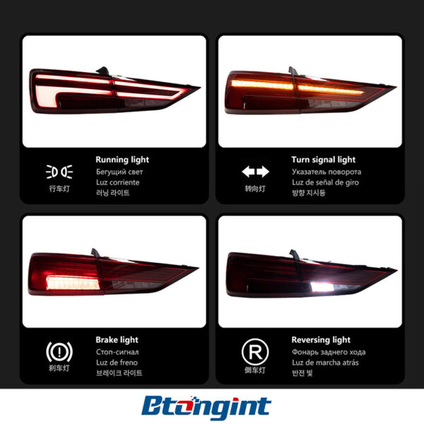 Taillight Assembly For Audi A3 2013‑2019, Base‑to‑High Spec Retrofit LED Rear Tail Light, Brake Light With Sequential Flowing Turn Signal