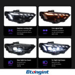 Headlight Assembly For Audi A3 2013‑2020, RS‑Style Retrofit LED Lens Headlamp With Sequential Running Turn Signal