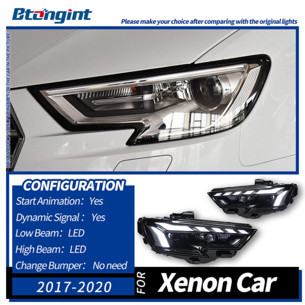 Headlight Assembly For Audi A3 2013‑2020, RS‑Style Retrofit LED Lens Headlamp With Sequential Running Turn Signal