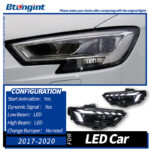 Headlight Assembly For Audi A3 2013‑2020, RS‑Style Retrofit LED Lens Headlamp With Sequential Running Turn Signal