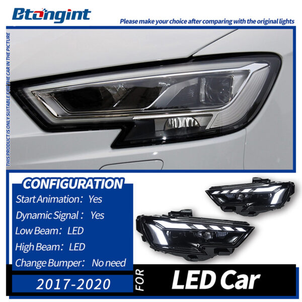 Headlight Assembly For Audi A3 2013‑2020, RS‑Style Retrofit LED Lens Headlamp With Sequential Running Turn Signal