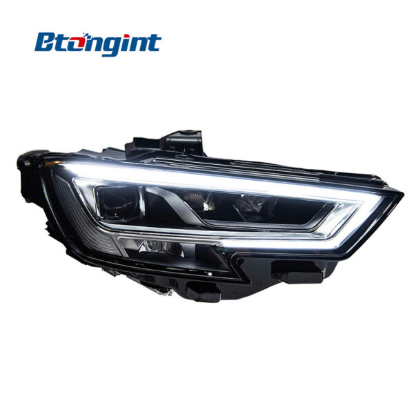 Headlight Assembly For Audi A3 2013‑2020, Base‑to‑High‑Spec Upgrade LED Daytime Running Light, Turn Signal, Bi‑Xenon Projector Lens Headlamp