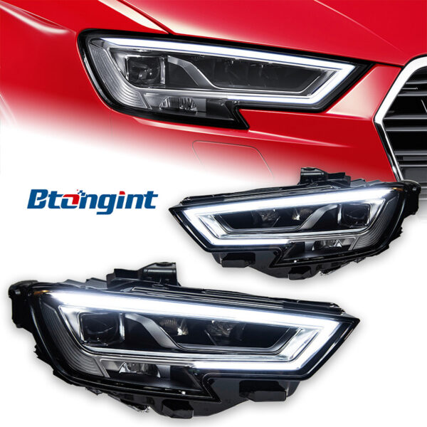 Headlight Assembly For Audi A3 2013‑2020, Base‑to‑High‑Spec Upgrade LED Daytime Running Light, Turn Signal, Bi‑Xenon Projector Lens Headlamp