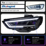 Headlight Assembly For Audi A3 2013‑2020 Retrofit LED Daytime Running Light, Old To New S3 / RS3‑Style DRL