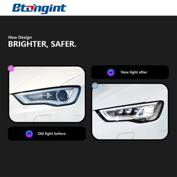 Headlight Assembly For Audi A3 2013‑2020 Retrofit LED Daytime Running Light, Old To New S3 / RS3‑Style DRL