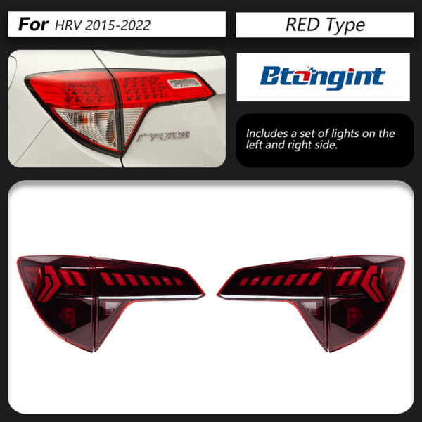 Taillight Assembly For Honda Vezel 2015‑2021, Audi‑Style Modified LED Sequential Turn Signal & Brake Lamp