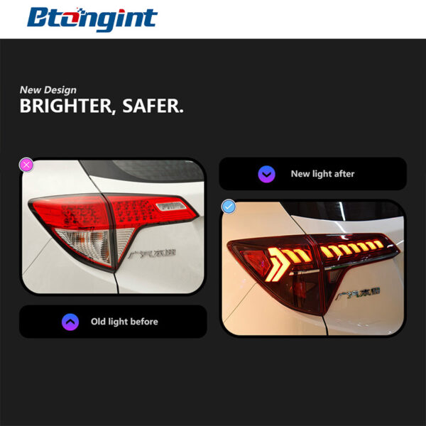Taillight Assembly For Honda Vezel 2015‑2021, Audi‑Style Modified LED Sequential Turn Signal & Brake Lamp