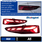 Taillight Assembly For Audi A5 2017‑2020 Retrofit New‑Scan LED Running & Sequential Turn Rear Taillight