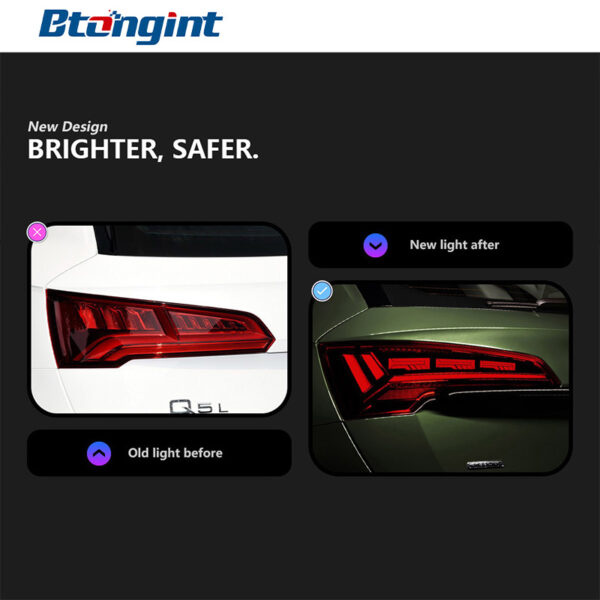 Taillight Assembly For Audi Q5L 2018‑2024, Retrofit New‑Style LED Brake Light & Sequential Flowing Turn‑Signal Rear Taillight
