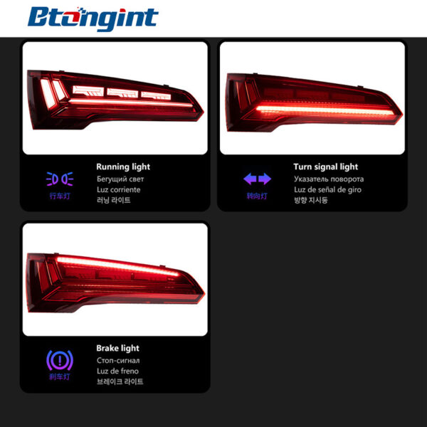 Taillight Assembly For Audi Q5L 2018‑2024, Retrofit New‑Style LED Brake Light & Sequential Flowing Turn‑Signal Rear Taillight