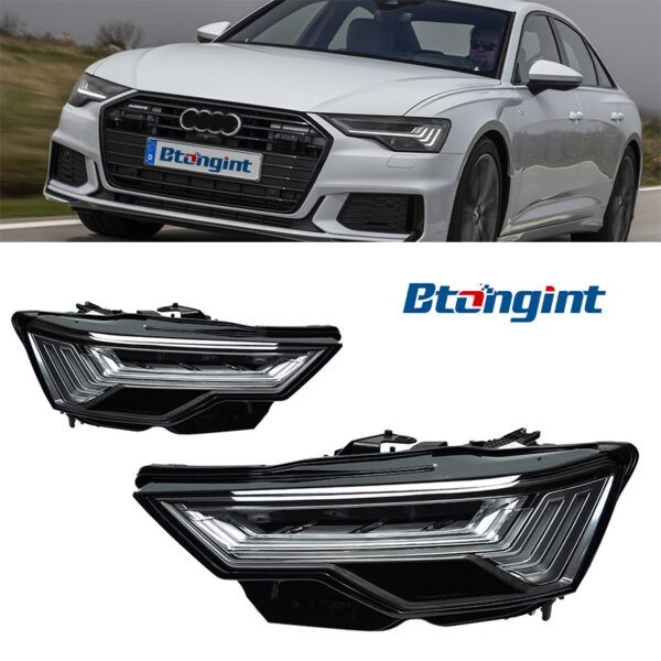 Headlight Assembly For Audi A6 C8 2019‑2024 Retrofit Low‑To‑High‑Spec 5‑Strip LED Matrix Sequential Headlamp