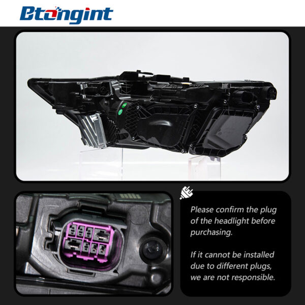 Headlight Assembly For Audi A6 C8 2019‑2024 Retrofit Low‑To‑High‑Spec 5‑Strip LED Matrix Sequential Headlamp