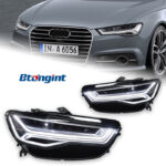 Headlight Assembly For Audi A6 C7 2016‑2018 Upgrade, Flowing LED Daytime Running Light & Turn‑Signal Headlamp
