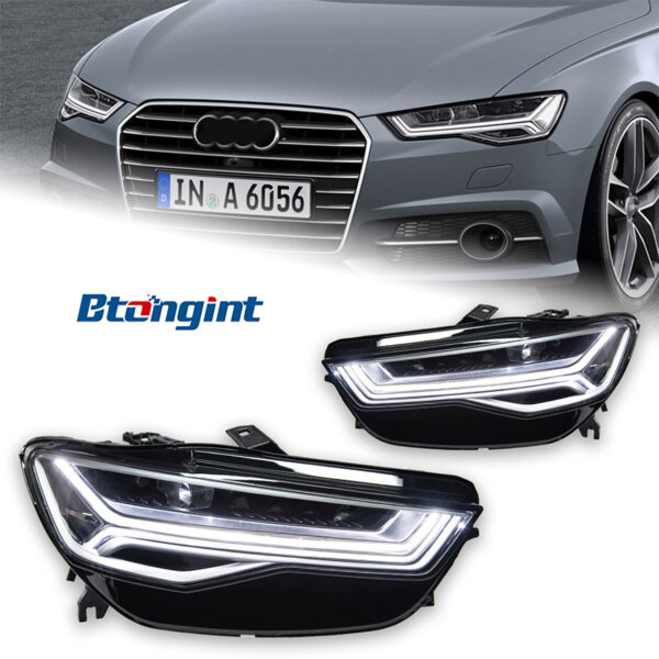 Headlight Assembly For Audi A6 C7 2016‑2018 Upgrade, Flowing LED Daytime Running Light & Turn‑Signal Headlamp