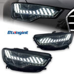 Headlight Assembly For Audi A6 2012‑2015 Retrofit A7‑Style LED Bi‑Xenon Projector Headlamp, Sequential Turn‑Signal