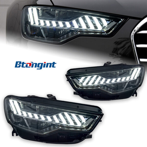 Headlight Assembly For Audi A6 2012‑2015 Retrofit A7‑Style LED Bi‑Xenon Projector Headlamp, Sequential Turn‑Signal