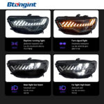 Headlight Assembly For Audi A6 2012‑2015 Retrofit A7‑Style LED Bi‑Xenon Projector Headlamp, Sequential Turn‑Signal