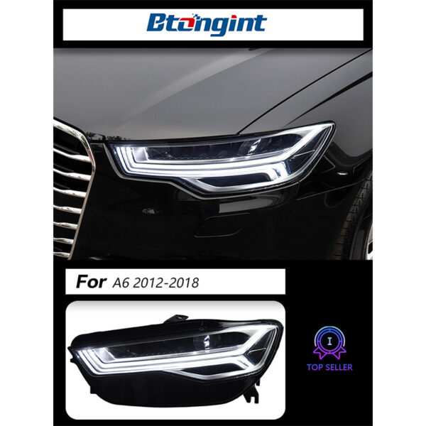 Headlight Assembly For Audi A6 C7 2012‑2018 Retrofit Flowing LED Projector Headlamp, Sequential Turn‑Signal