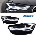 Headlight Assembly For Audi A6 C7 2012‑2018 Retrofit Flowing LED Projector Headlamp, Sequential Turn‑Signal