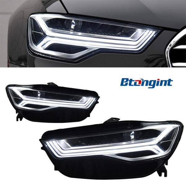 Headlight Assembly For Audi A6 C7 2012‑2018 Retrofit Flowing LED Projector Headlamp, Sequential Turn‑Signal