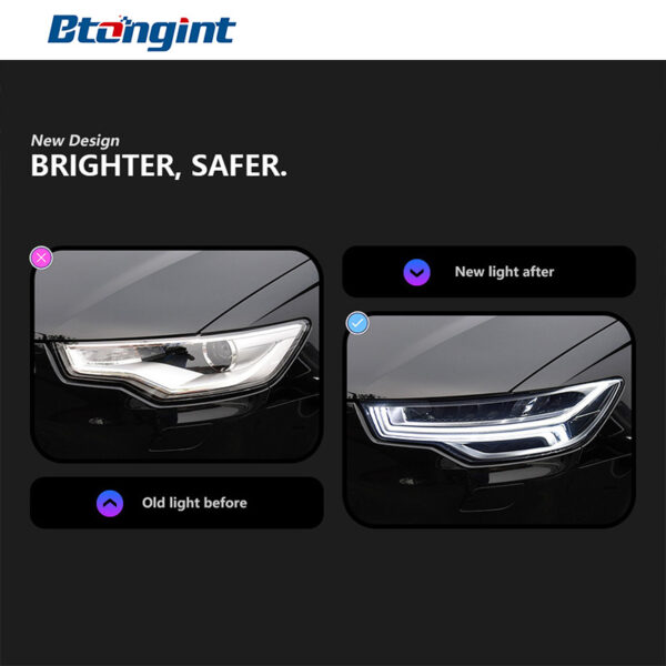 Headlight Assembly For Audi A6 C7 2012‑2018 Retrofit Flowing LED Projector Headlamp, Sequential Turn‑Signal