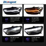 Headlight Assembly For Audi A6 C7 2012‑2018 Retrofit Flowing LED Projector Headlamp, Sequential Turn‑Signal
